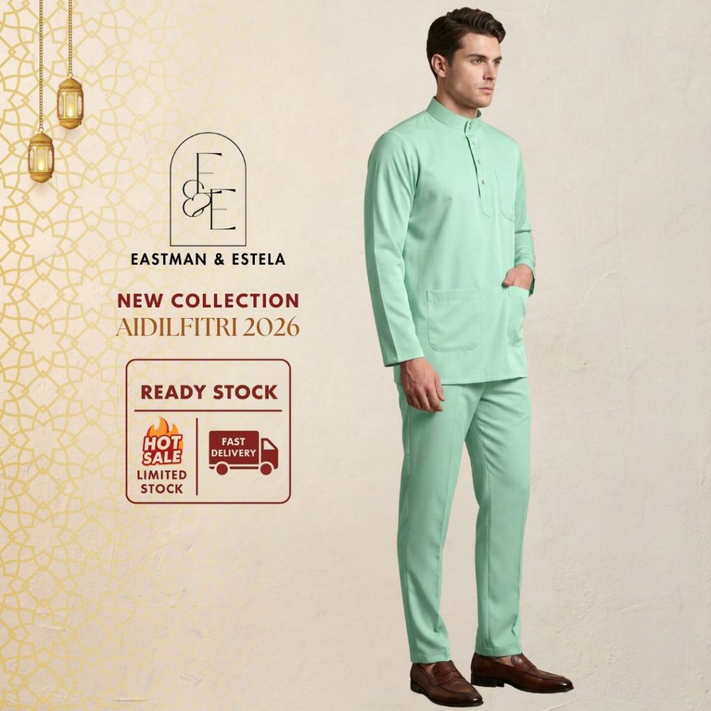 🔥 🔥 BAJU MELAYU CAKAK MUANG ABRAHAM SLIM FIT (SOFT MINT) (BAJU RAYA 2026 VIRAL)