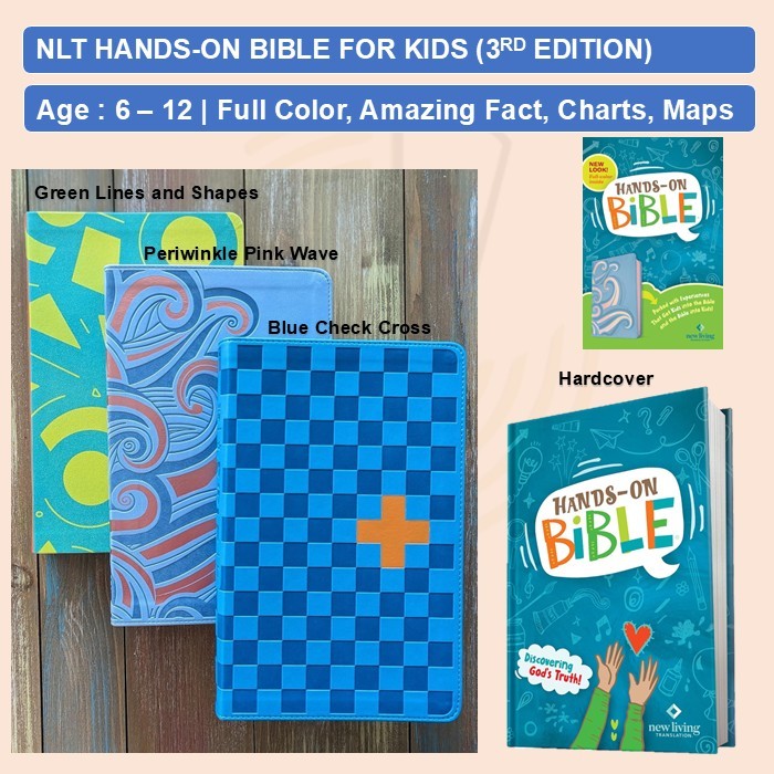 NLT Hands-On Bible สําหรับเด็ก 3rd Edition ข้อความ 8.5 Age 6-12 Full Color Gladsounds