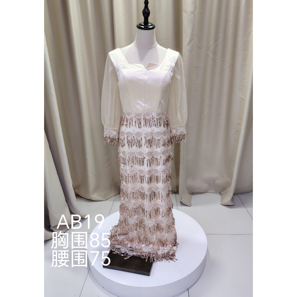 ชุดแต่งงาน/ Dinner Dress มือสอง 90% เหมือนใหม่ (AB19) L~XL/Newest News สําหรับขาย 9成新款