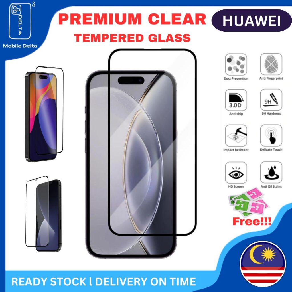 พรีเมี่ยมใส Huawei Nova 3i,2i,2Lite,3,3E,4,4E,5T,7,7i,7SE,P40,P30,Y9Prime,Y9S,Y6P HD กระจกนิรภัยป้อง