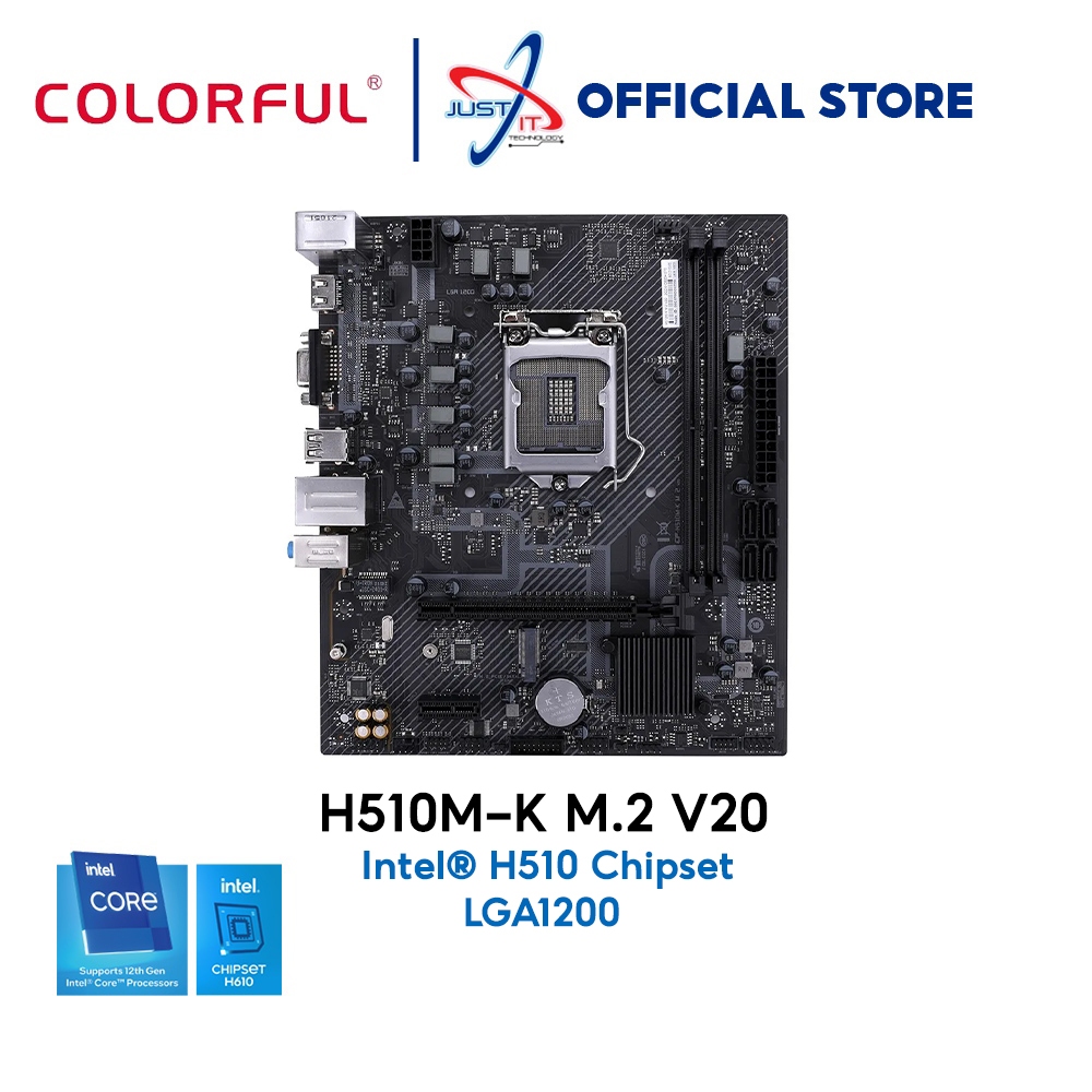 เมนบอร์ด H510M-K M.2 V20 DDR4 / D4 LGA1200 สีสันสดใส