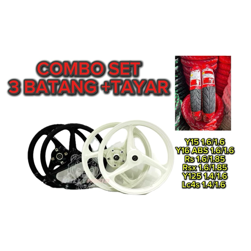 COMBO SET SPORTRIM 3 BATANG + TAYAR DAIMONDA Y15 Y16 ABS RS150 RSX 150 Y125 Lc4s LC5s LCV8