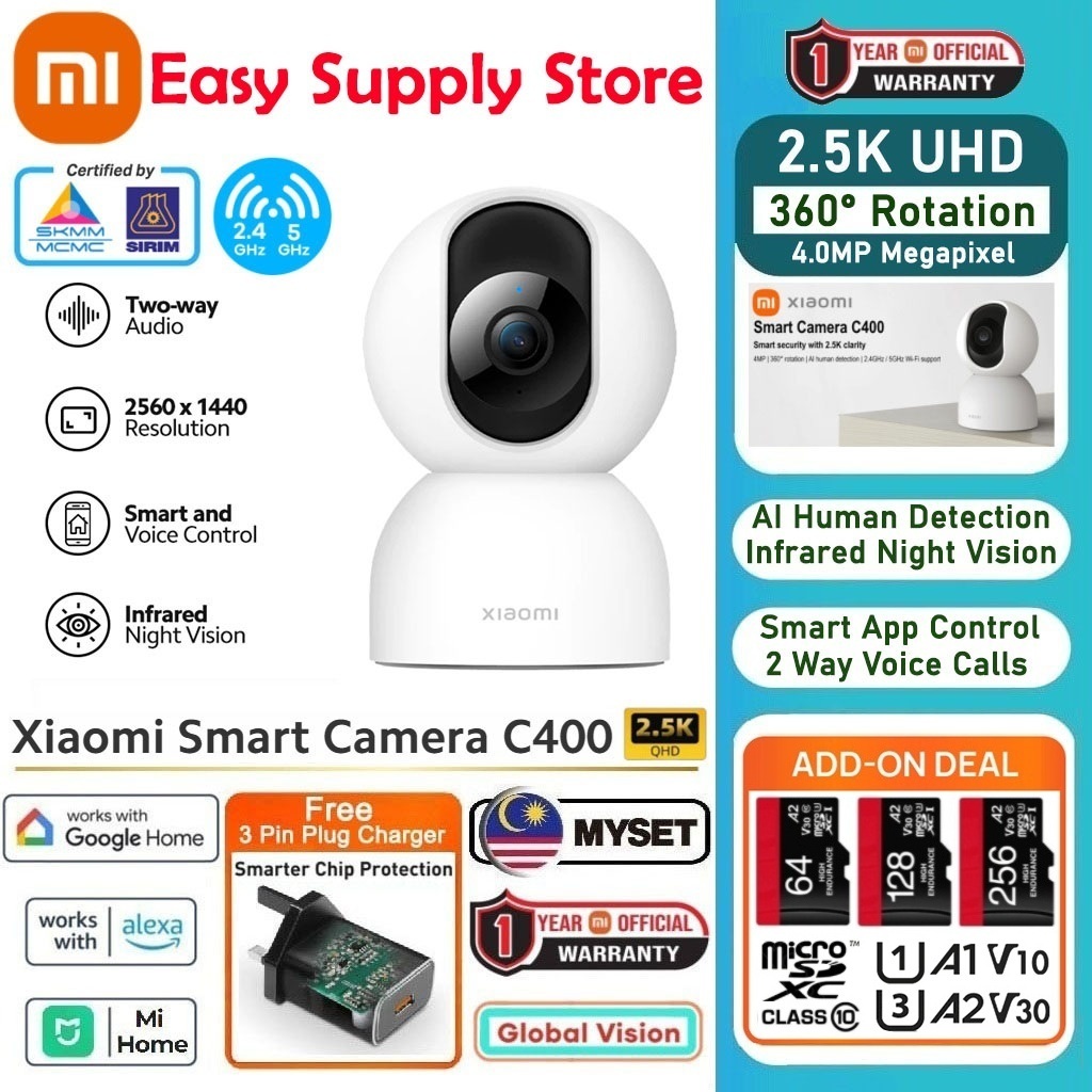 MYSET Xiaomi กล้องวงจรปิดสมาร์ทความปลอดภัยกล้อง C400 4MP 2.5K 360 Wi-Fi 2.4G 5G AI Human Detection ส