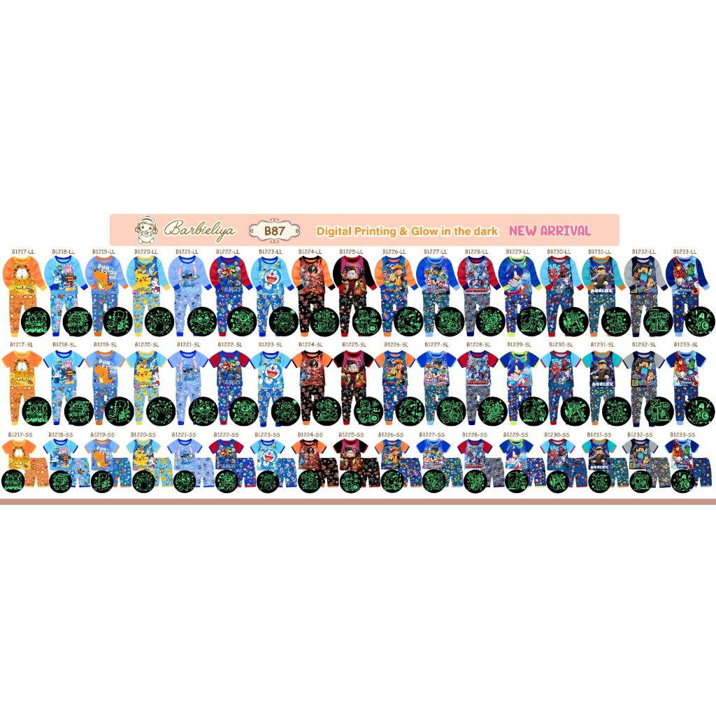 12.12 BARBILYA SLEEPWEAR GLOW IN DARK B87