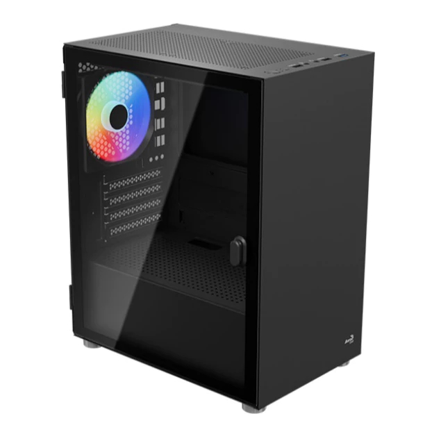 AEROCOOL CS111 V2 Mini Tower mATX TG PC Case พร้อมพัดลม LED RGB แบบคงที่ 3 x 120 มม. ติดตั้งล่วงหน้า
