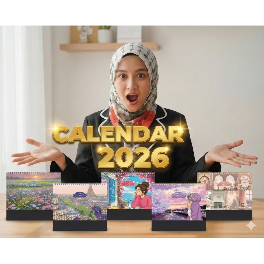 ปฏิทิน 2026 สําหรับ Brunei และปฏิทินตั้งโต๊ะ ปฏิทิน 2026 ปฏิทินขาตั้ง ปฏิทิน Hadiah Guru