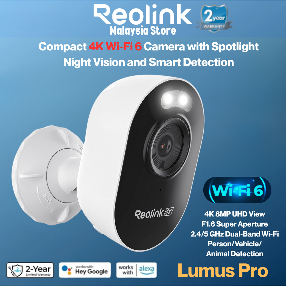 Reolink Lumus Pro 8MP WiFi 6 กล้อง WiFi ในร่มกลางแจ้งพร้อมสปอตไลท์สีขาว