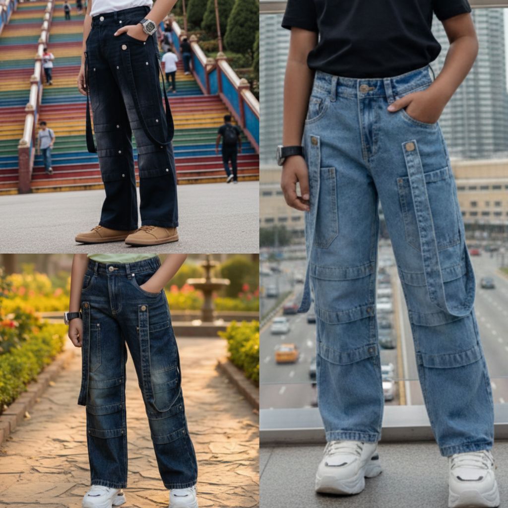 @KOREAN@BAGGY JEANS FOR KIDS@STYLISH CARPENTER DESIGN@√SIZE 4YR TO 14YR√ LIMITED@