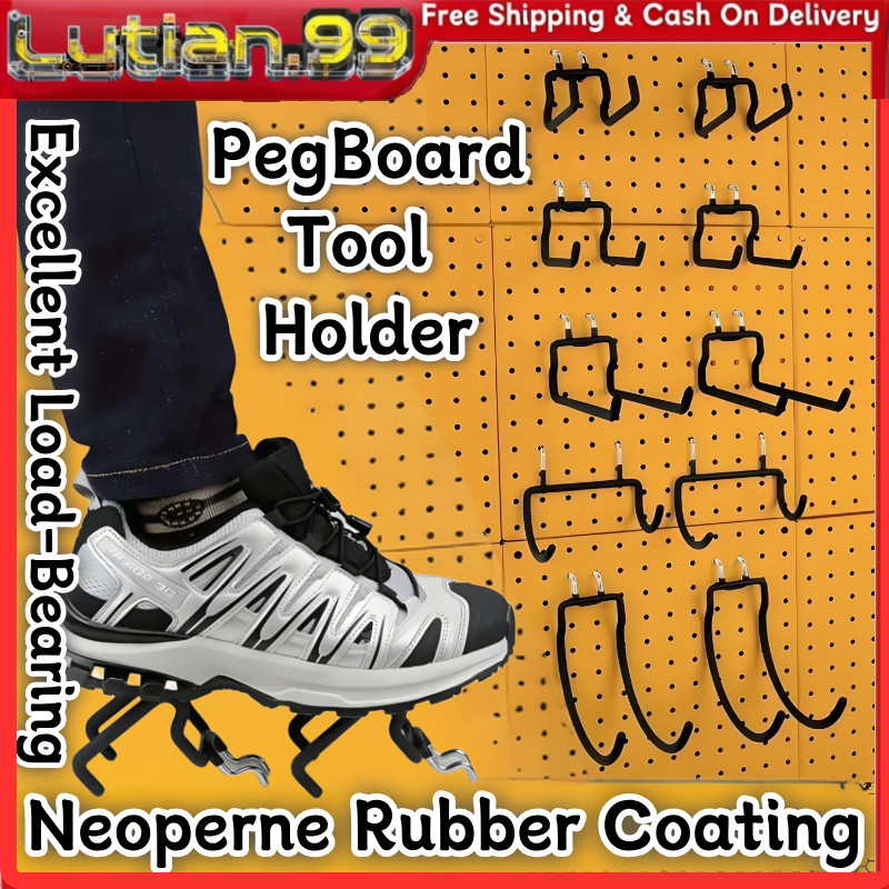 PegBoard ยางเคลือบ Heavy Duty Hook ติดผนังผู้ถือเจาะ