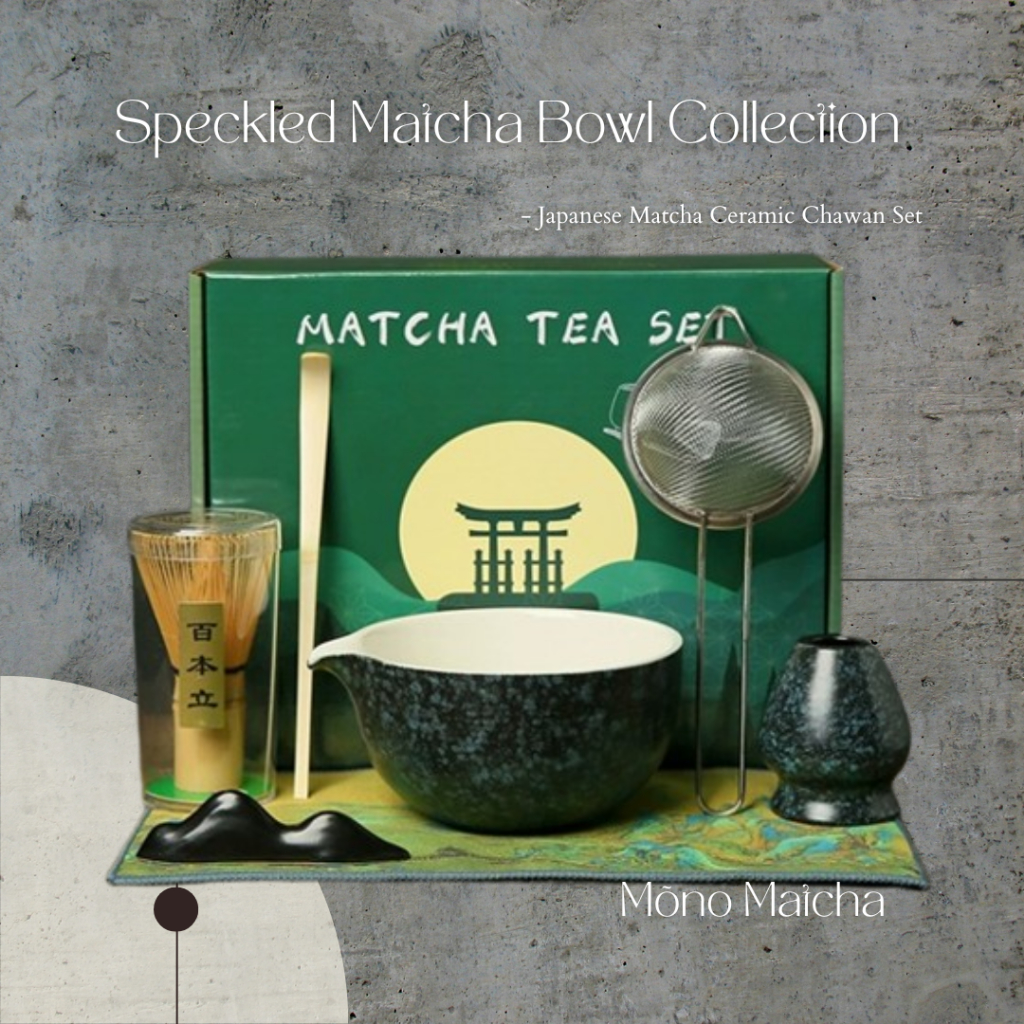 M Minano Matcha 7 IN 1 Japanese Speckled Matcha Bows Tools Set Collection 7 IN 1 彩Discao Silka Gift