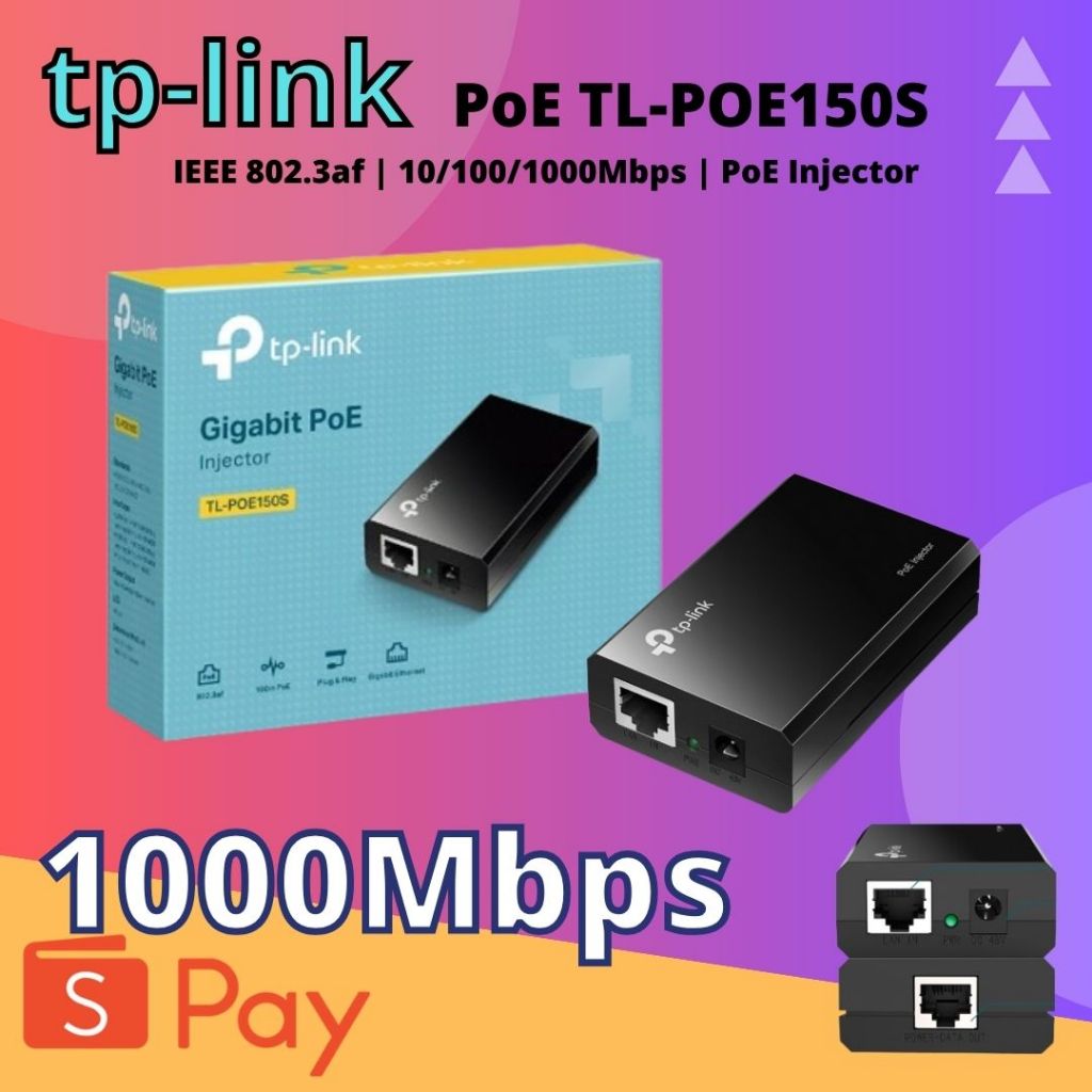 TP-LINK Power over Ethernet POE อะแดปเตอร์หัวฉีด TL-POE150S (15.4W 48VDC)