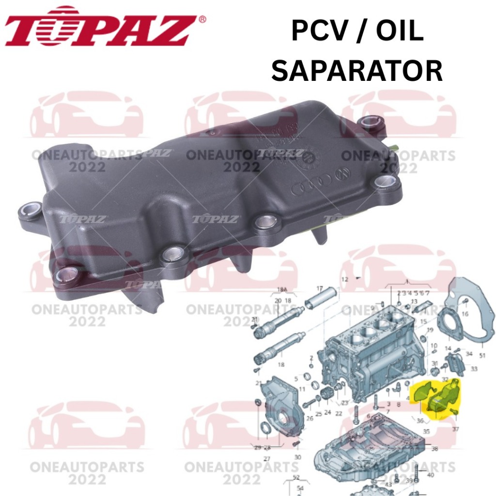 TOPAZ PCV น้ํามัน SAPARKATOR AUDI A4 B8 (8K2) 1.8 2.0 A5 (8TA) 2.0 Q3(8UB) 2.0 Q5 (8RB) 2.0 TT (8J3)