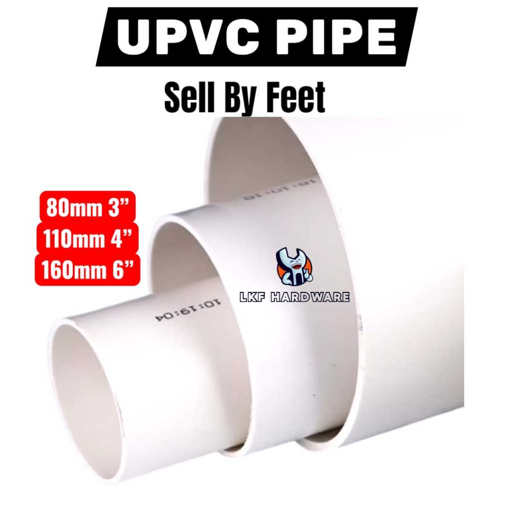 ท่อ UPVC 3" 80mm 4 100mm 6 155mm PVC สีขาว Class O ท่อ Air Plastik Putih Pvc ท่อ