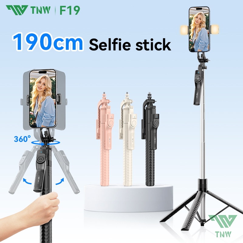 TNW F19 Selfie Stick ขาตั้งกล้อง Ultra ยาว 1.9M โทรศัพท์ขาตั้งกล้องสําหรับโทรศัพท์/กล้อง Live Vlog P
