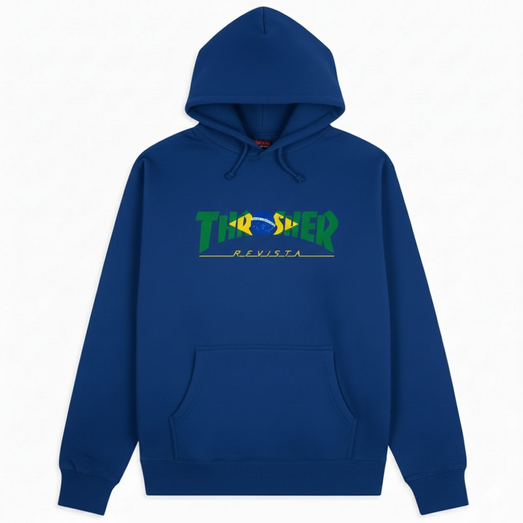 Thrasher Brazil Revista Blue Hoodie- Royal Blue