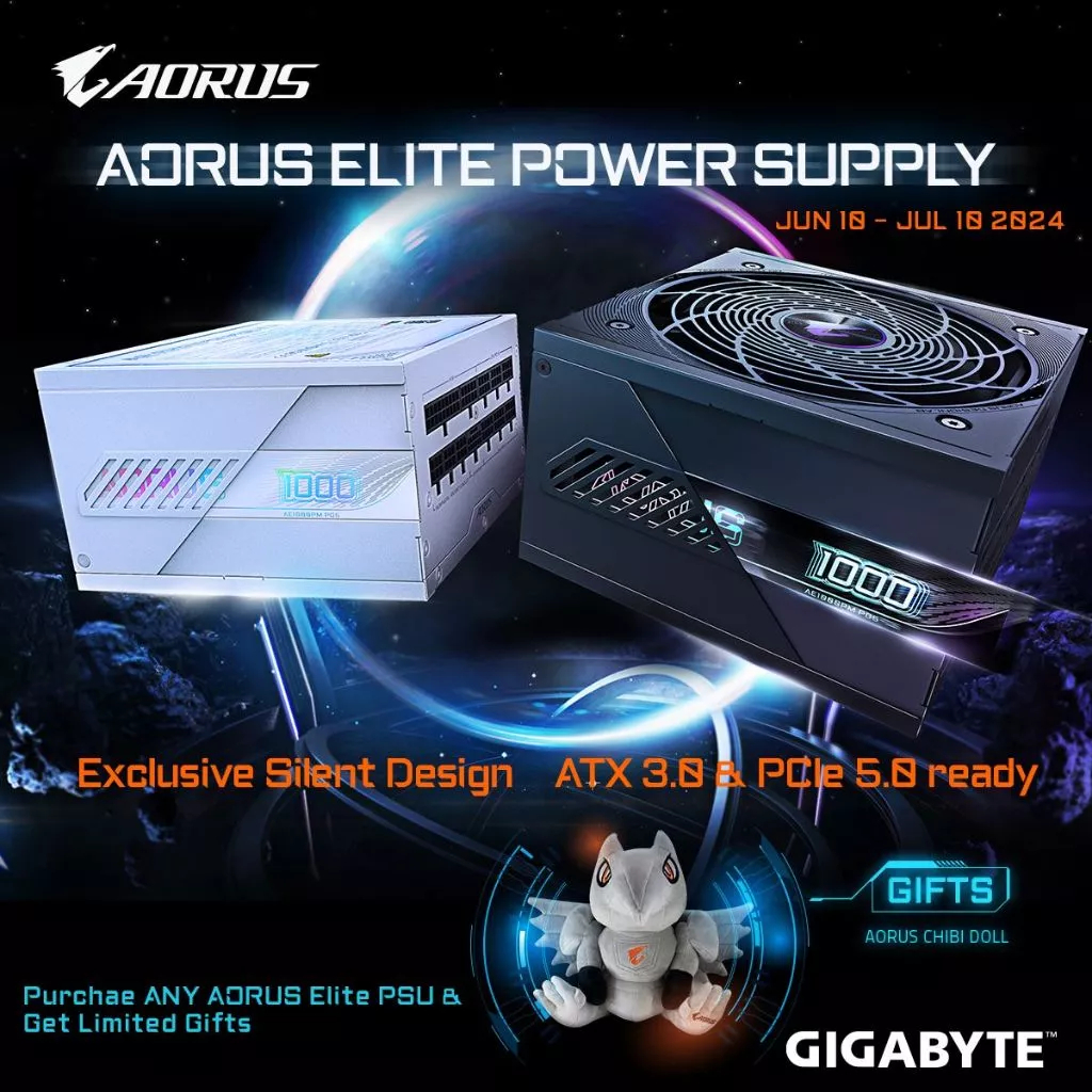 GIGABYTE AORUS ELITE [P850W/P1000W] 80+ Platinum ATX 3.0 PCIe 5.0 PSU แบบโมดูลาร์อย่างเต็มที่