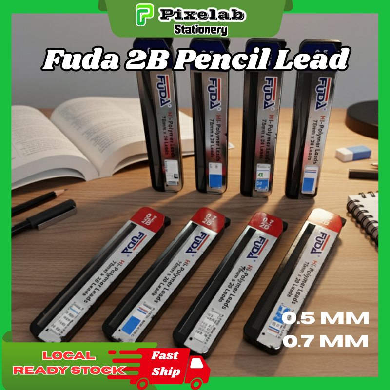 ร้านค้าท้องถิ่นFUDA 2B Pencil Lead Refill 0.5mm / 0.7mm Smooth Writing Mechanical Pencil Lead