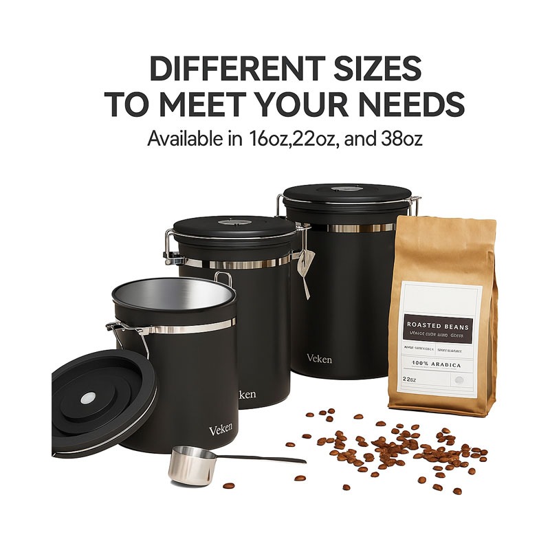 Espresso Coffee Beans Tea Container Storage Canister1.2L/1.5L/1.8L Stainless SteelAir Tight