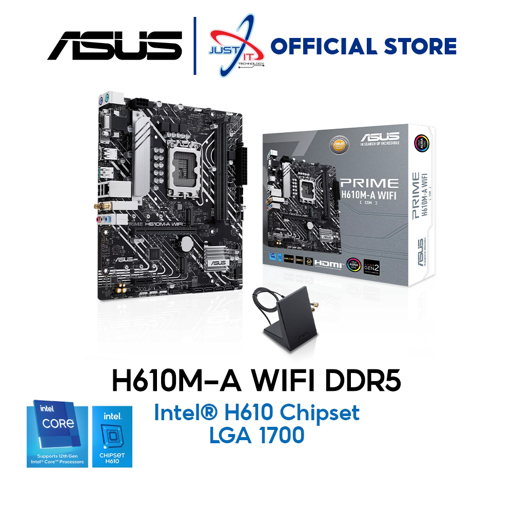 ASUS PRIME H610M-A WIFI DDR5 / D5 MOTHERBOARD COMBO INTEL 13100F / 14100 / I5-12400 / 12400F