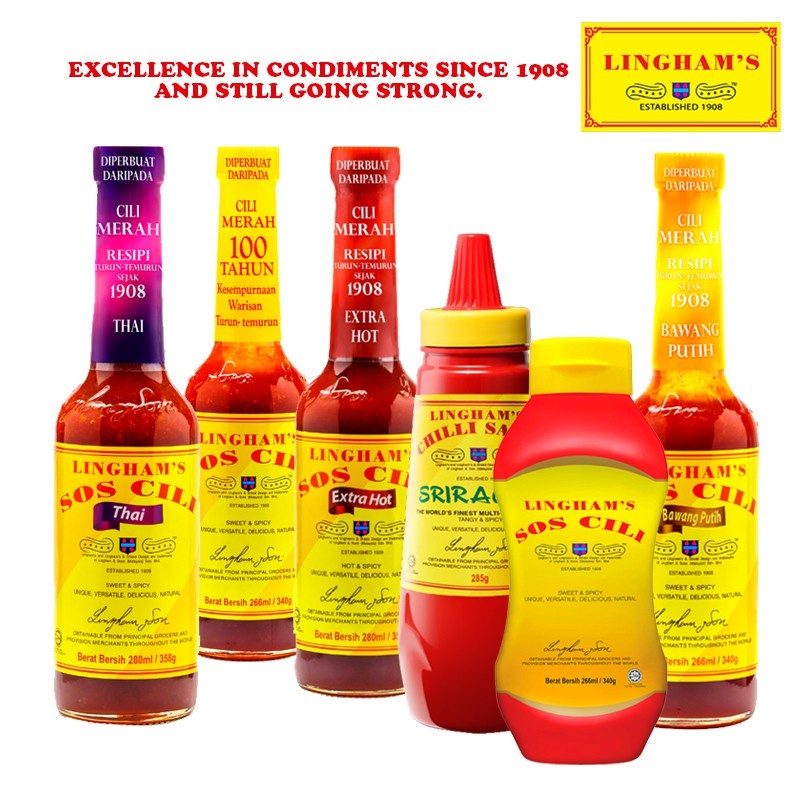 LINGHAMS Signature Chilli Sauce 285g~358g HALAL Thai/Garlic/Ginger Garlic/Extra Hot by PenangToGo