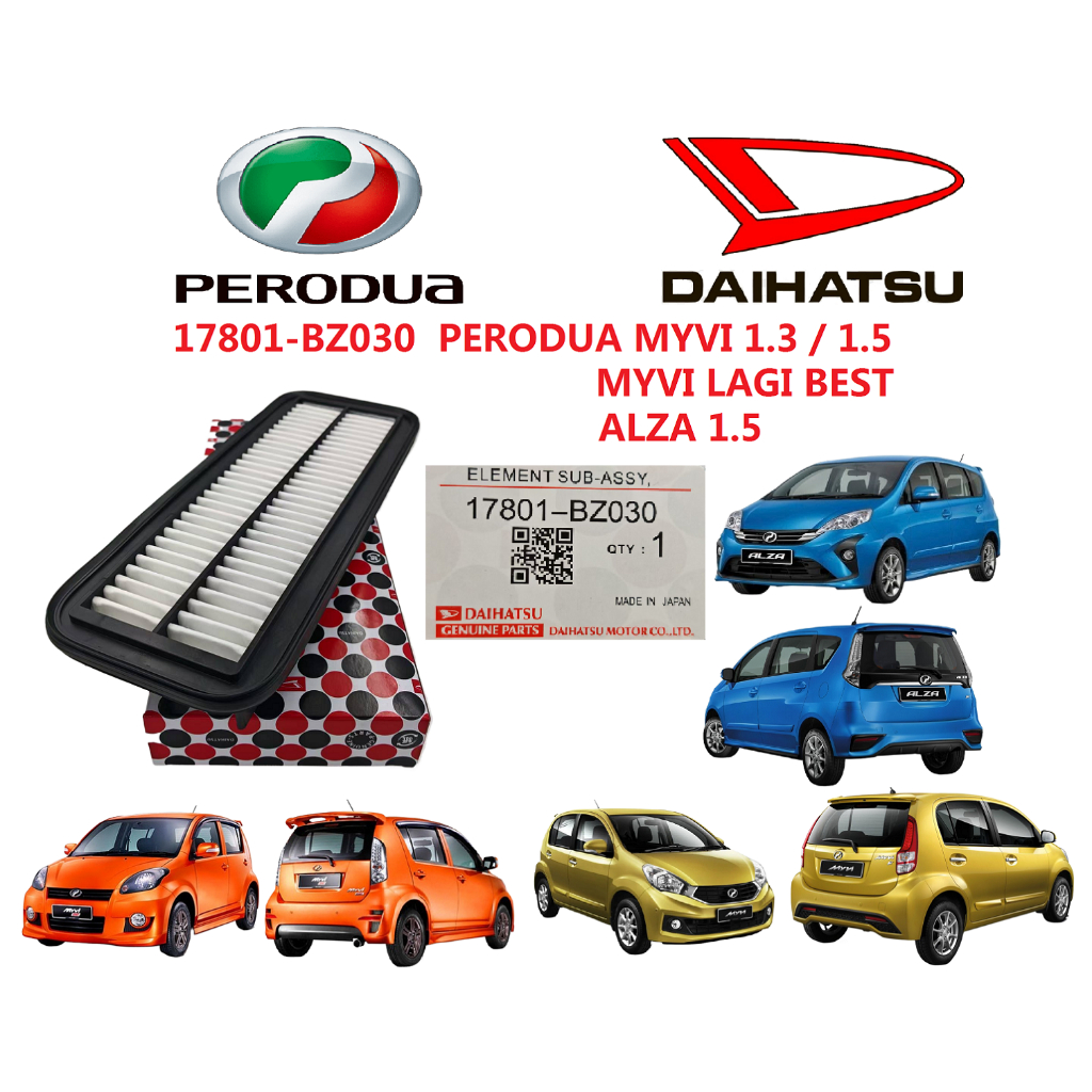 DAIHATSU ENGINE AIR FILTER PERODUA MYVI 1.3 / 1.5 2005~2017 / ALZA 2008~2021 17801-BZ030