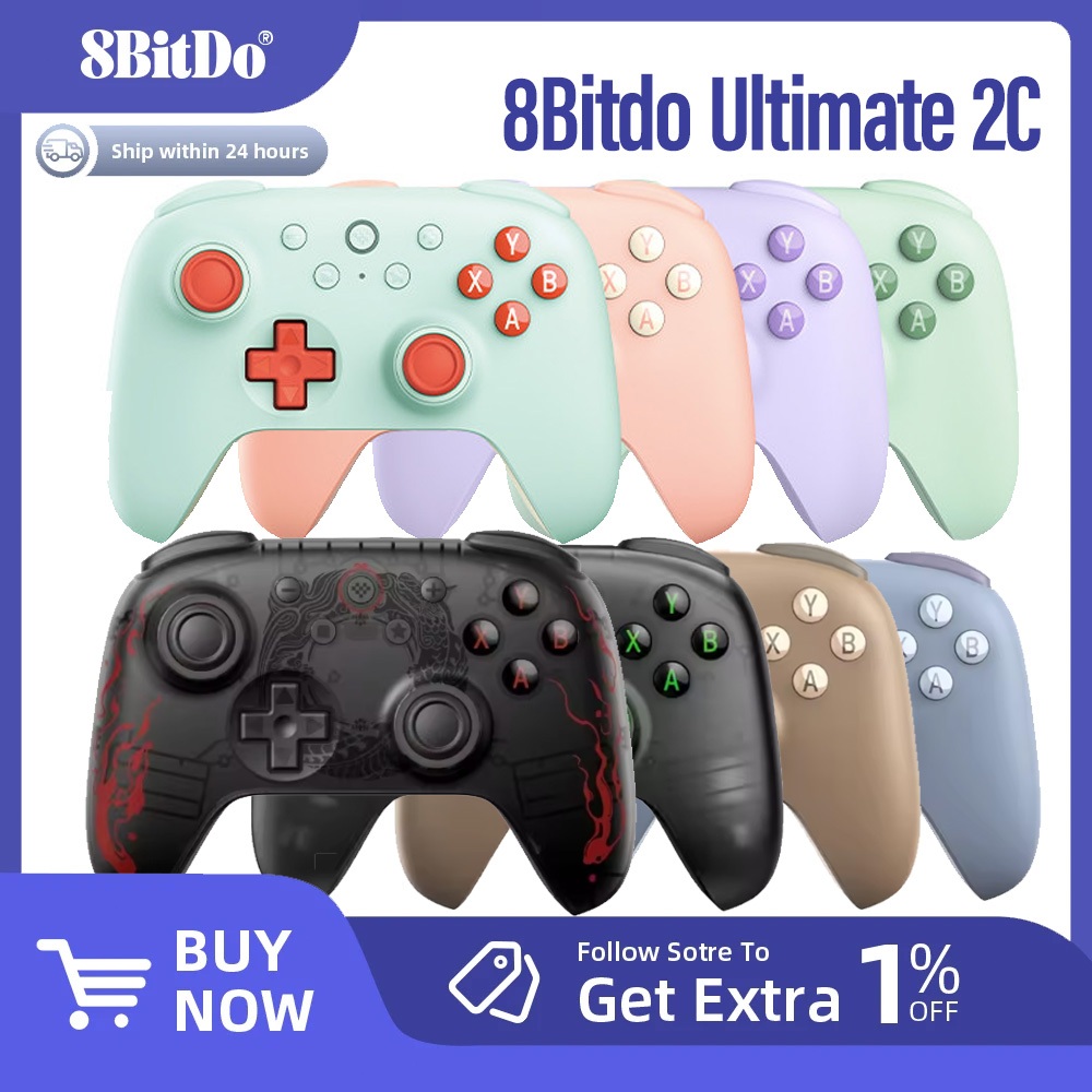8BitDo Ultimate 2C คอนโทรลเลอร์ไร้สายGamepadพร้อมHallจอยสติ๊กสําหรับPC Windows 10/11 Steam Deck Raspberry Pi Android