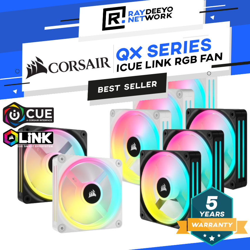 Corsair iCUE LINK QX120 RGB 120 มม. พัดลมพีซี PWM [ส่วนขยายเดี่ยว/Triple Starter Kit]