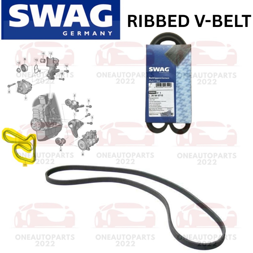 SWAG GERMANY RIBBED V-BELT VW POLO 1.2TSI VENTO 1.2TSI BEETLE 1.2TSI CBZB เครื่องยนต์