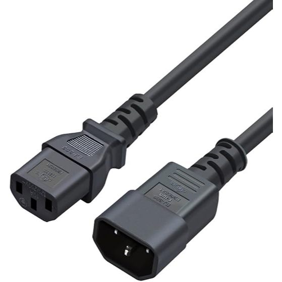 สายไฟ; สายไฟ C13 ถึง C14, 1.5FT IEC C14 Male to IEC C13 Female Power Extension Cable