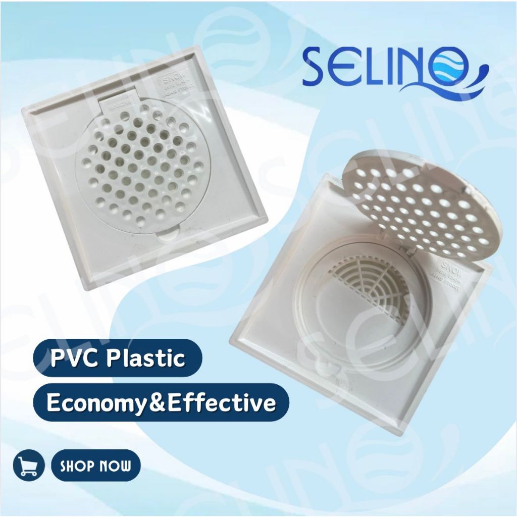 6" x 6" VICPLAS/SNOW [G150E/AMD98R] H/D PVC FLOOR GRATING WITH FILTER ANTI MOSQUITOES 塑料 防水