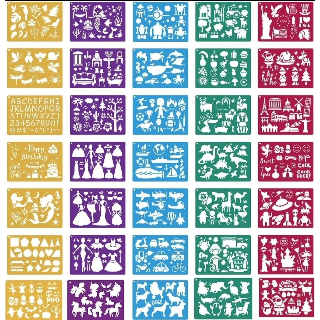 T80. (35 แบบ) DRAWING SOFT TEMPLATE STENCILS RULER สําหรับเด็ก