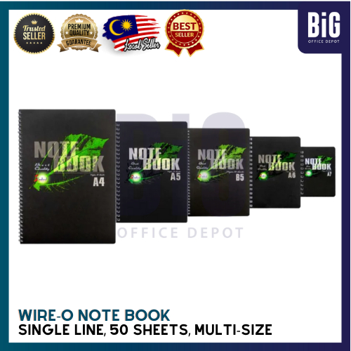WIRE O NOTE BOOK SINGLE LINE NOTEBOOK A4 A5 A6 A7 B5