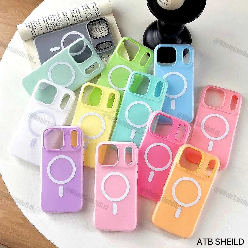 IP Phone 11 12 13 14 15 16 17 Pro Max Air Candy Macaron สีแม่เหล็กชาร์จไร้สาย Matte Case 2 In 1 ฝาคร