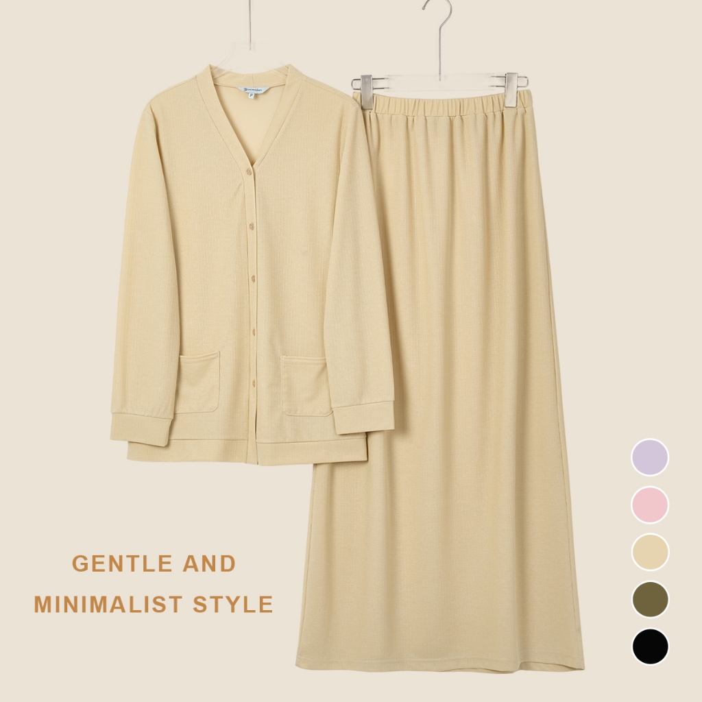 YOUMILIER Glenda Feminine Classic V คอชุดกระโปรงเสื้อกันหนาว YMWM093