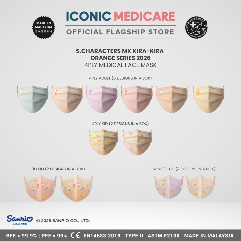 CNY 2026 Sanrio Character x Iconic Medicare 4 Ply/Kid 3D/Mini 3D Duckbill Adult & Kid Medical Face Mask (20/30pcs)