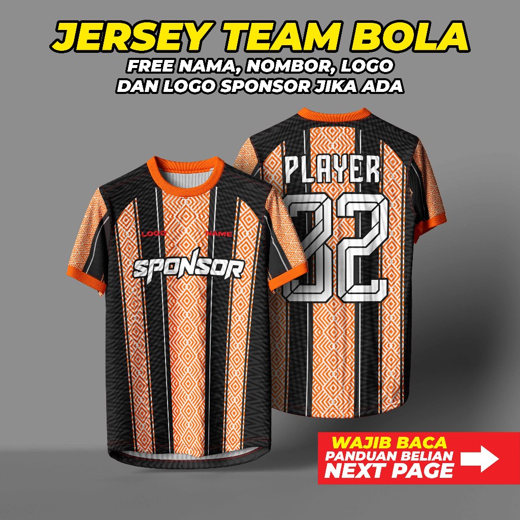 Jersey Team Bola Custom Free Nama Nombor Logo Penaja Baju Bola Team Sublimation design MY1-MY10