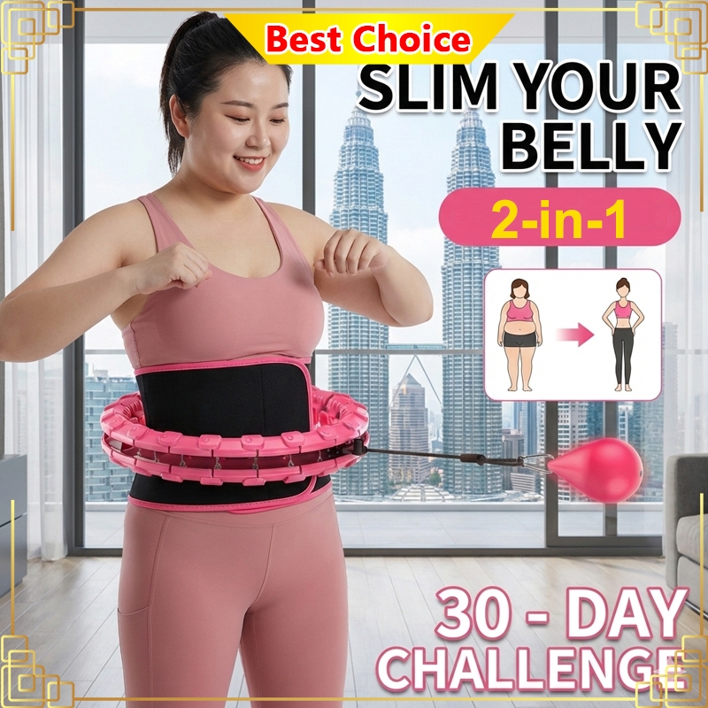 2-in-1 Smart Weighted Hula Hoop & Sweat Belt Set – Fat Loss & Flat Tummy Fitness Home Workout