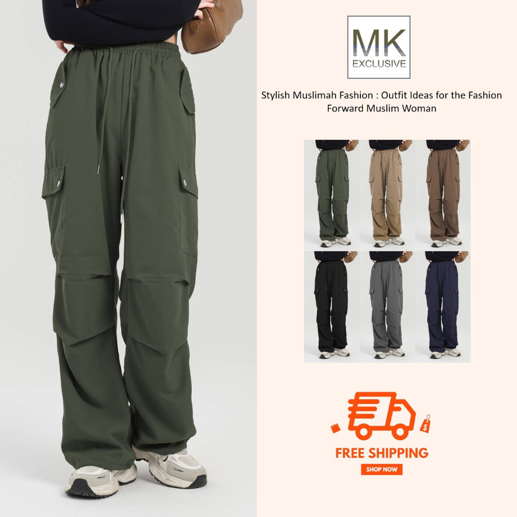 MK EXCLUSIVE Alicia Womens High เอว Drawstring Loose Fit Multi-Pocket Cargo Seluar Perempuan[P2/930]
