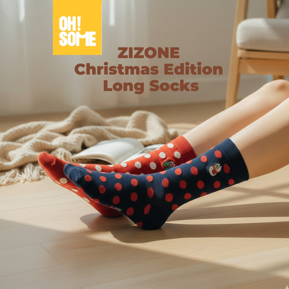 OHSOME x Zizone- Zizone Christmas Socks Holiday Edition/ Stocking Kaki Panjang Karakter Zizone