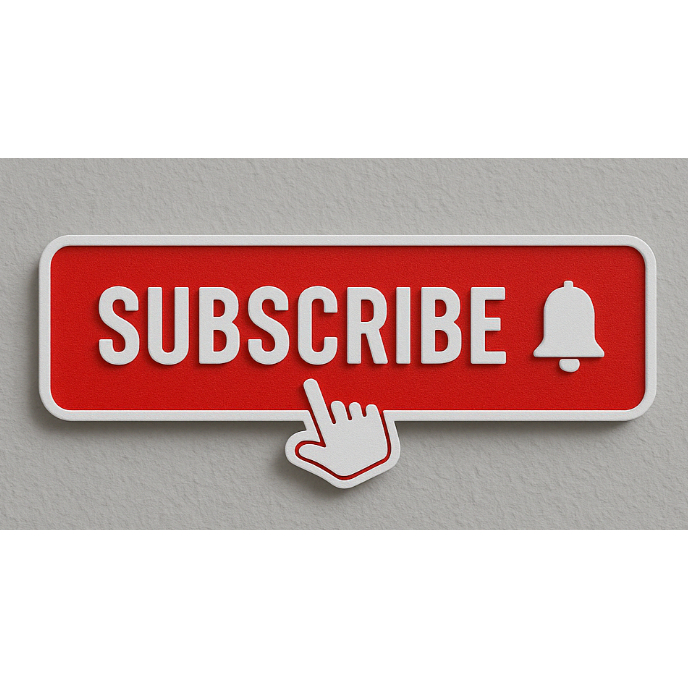 บอร์ดสัญญาณ Subscribe – สไตล์ YouTube (โลโก้ติดผนังหรือแม่เหล็กติดตู้เย็น)