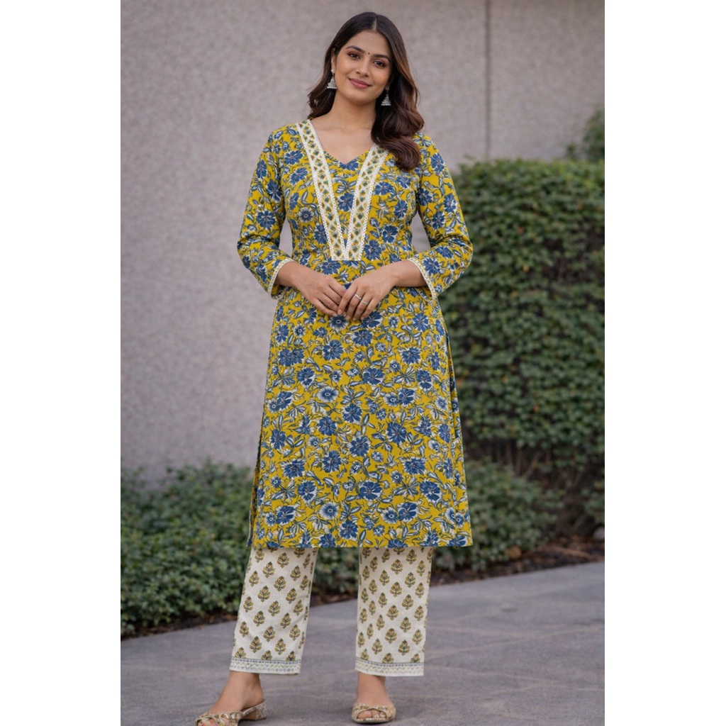 JAIPUR COTTON PANT WITH KURTI