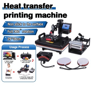 Ready stock 29*38cm/5 In 1 T-shirt Heat Press Stamping Printing Machine Sublimation Transfer 1250w