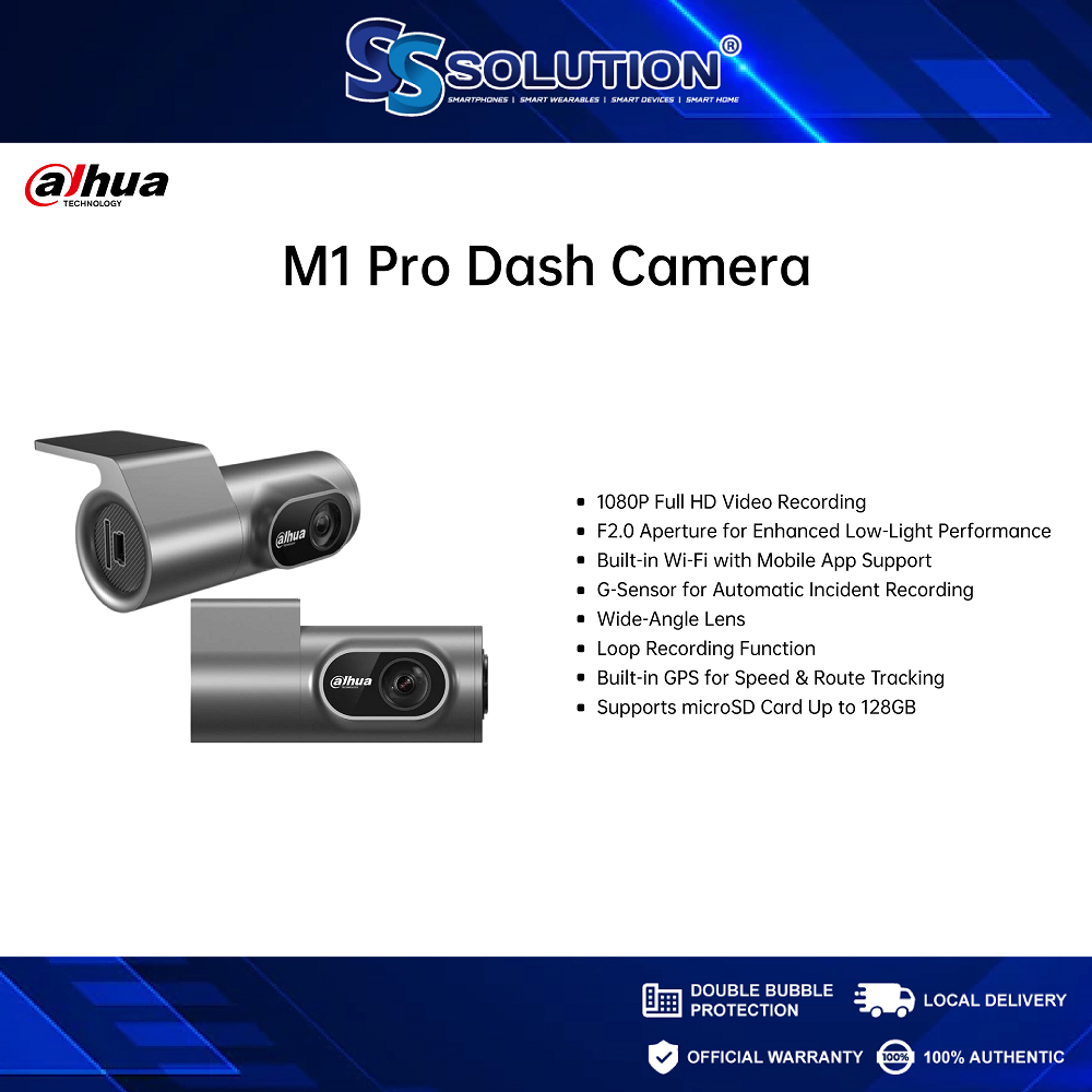 Dahua M1 Pro Dash Camera l โมดูล Wi-Fi AP ในตัว l 1080P ความละเอียดสูงพิเศษ l F2.0 iris นําเสนอการถ่
