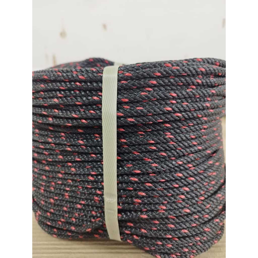 PE ROPE TALI PE NYLON 6MM HITAM & MERAH