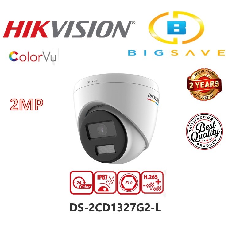 HIKVISION 2MP DS-2CD1327G2-L COLORVU MD 2.0 FIXED TURRET NETWORK CAMERA