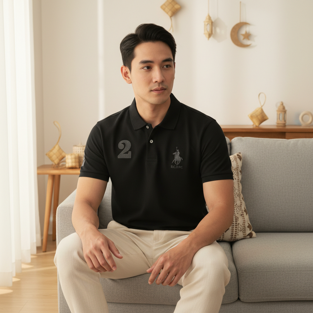 RCB Polo Club Men เสื้อโปโลแขนสั้นคอปก MTS12155 - สีดํา