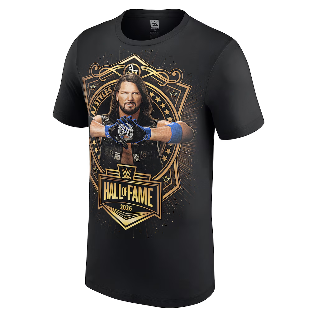 AJ Styles WWE Hall of Fame 2026 เสื้อยืดผ้าฝ้ายมวยปล้ํา Inducee