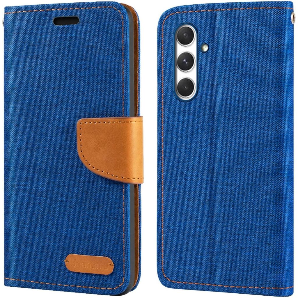 SAMSUNG กางเกงยีนส์พลิกกระเป๋าพร้อมช่องใส่การ์ดสําหรับSamsung Galaxy A55 A35 A25 A15 A05 A05S 4G 5G