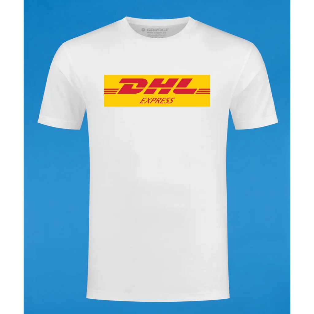 เสื้อยืด DHL EXPRESS ผ้าฝ้ายสีขาวและ MICROFIBER