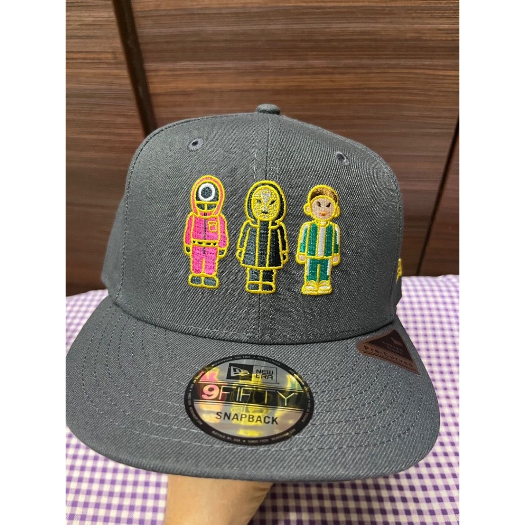 NE 9 Fifty Squid Games ตัวอักษรเบสบอลหมวกปรับ Snapback